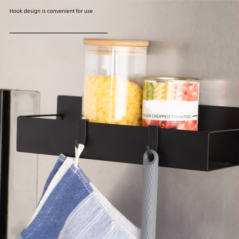 Магнитна кухненска поставка за хладилник - монтаж без инструменти, подвижна, желязна конструкция, страничен рафт за подправки, прост и модерен стил