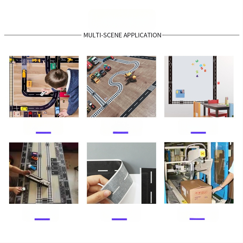 Papirnata traka s dizajnom cesta i željeznice za DIY – automobili i vlakovi, zakrivljene naljepnice; model YS3, podloga: papir, debljina: 80 μm, pogodna za pakiranje darova, ukrašavanje knjiga, ručni radovi