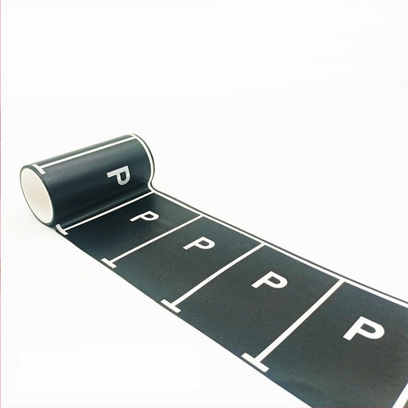 Papirnata traka s dizajnom cesta i željeznice za DIY – automobili i vlakovi, zakrivljene naljepnice; model YS3, podloga: papir, debljina: 80 μm, pogodna za pakiranje darova, ukrašavanje knjiga, ručni radovi