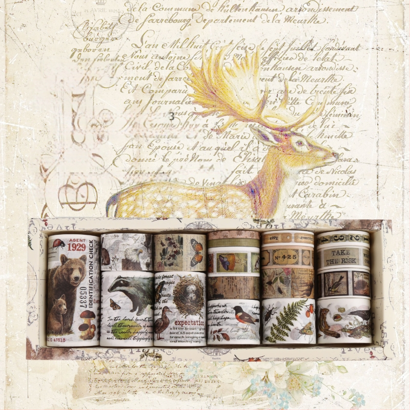 Yue Lu dekoratīvs papīra lentu komplekts retro dienasgrāmatai un scrapbookingam – 18 ruļļi, substrāts: papīrs, pielietojums: universāls, imports: Nē, dāvanā: Nē