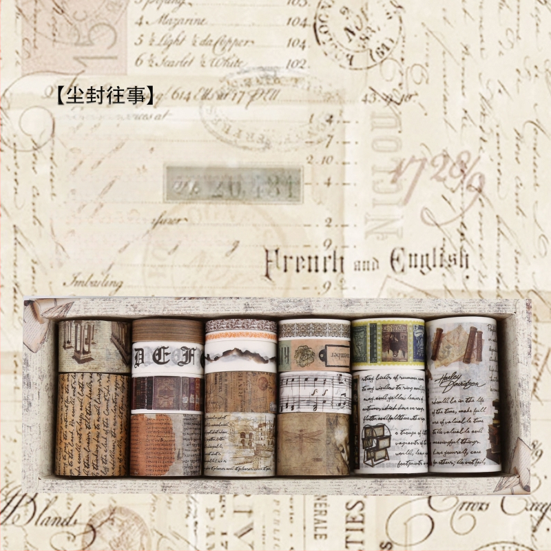 Yue Lu dekoratīvs papīra lentu komplekts retro dienasgrāmatai un scrapbookingam – 18 ruļļi, substrāts: papīrs, pielietojums: universāls, imports: Nē, dāvanā: Nē