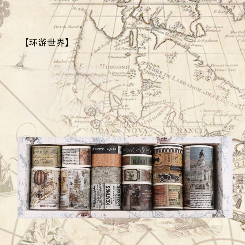 Yue Lu dekoratīvs papīra lentu komplekts retro dienasgrāmatai un scrapbookingam – 18 ruļļi, substrāts: papīrs, pielietojums: universāls, imports: Nē, dāvanā: Nē