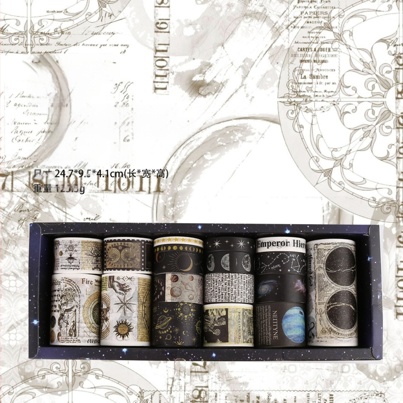 Yue Lu dekoratīvs papīra lentu komplekts retro dienasgrāmatai un scrapbookingam – 18 ruļļi, substrāts: papīrs, pielietojums: universāls, imports: Nē, dāvanā: Nē