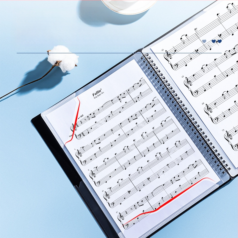 Deli папка за ноти, PP материал, прозрачни вложки за нотни листове, рефилуема папка за ноти