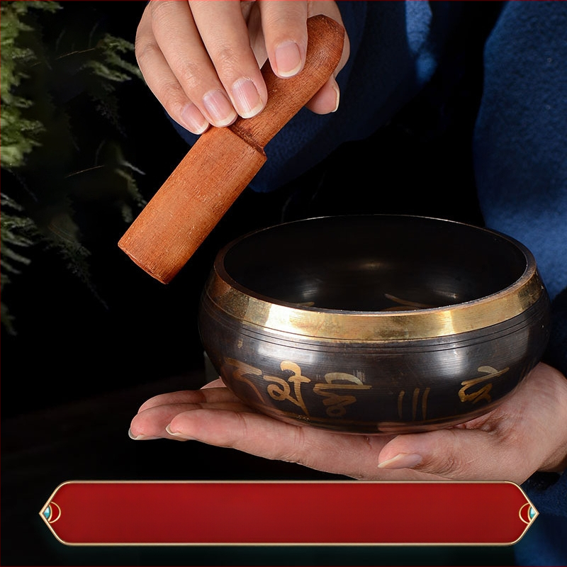 Βουδιστικό χάλκινο δοχείο ήχου για ανάγνωση σούτρων και θεραπεία με ήχο — μπρονζέ διαλογιστικό μπολ, μάρκα Yidian auspicious color