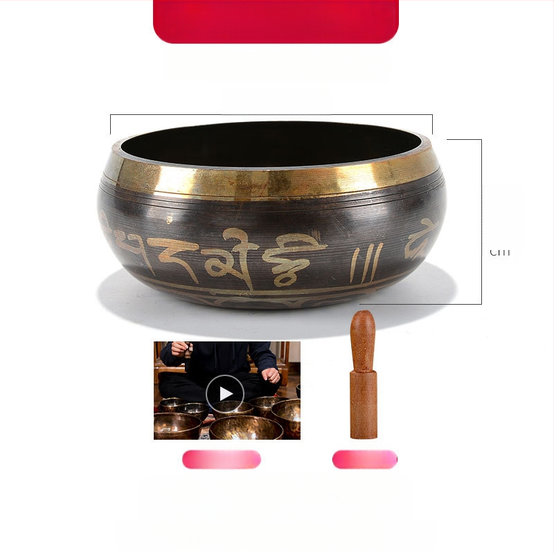 Βουδιστικό χάλκινο δοχείο ήχου για ανάγνωση σούτρων και θεραπεία με ήχο — μπρονζέ διαλογιστικό μπολ, μάρκα Yidian auspicious color