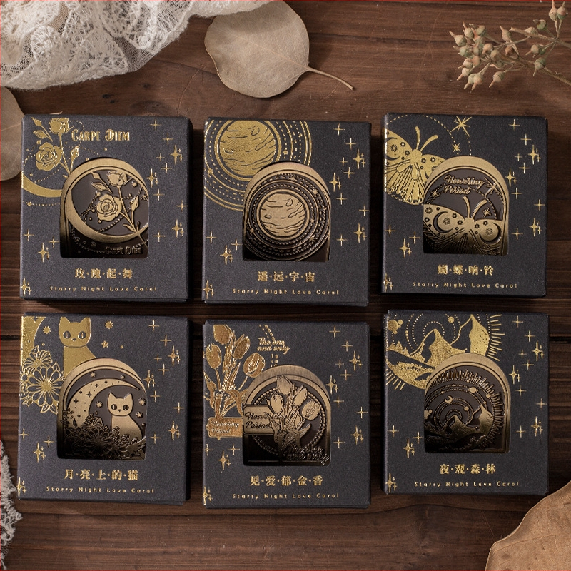 Mo Mo метални клипчета за планер — серия Starry Night Love Song, 6 дизайна