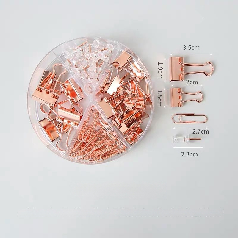 Многофункционален комплект клипове за офис и учене: клипсове за хартия, клипове с дълга дръжка, I‑образни клипове и dovetail клипове; метален модел D101, опаковка в кутия