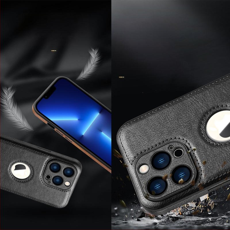 JDK rāmis stila korpuss iPhone 11–14 Pro/Pro Max, roku darbs no mākslīgās ādas, pret kritieniem, saderīgs.