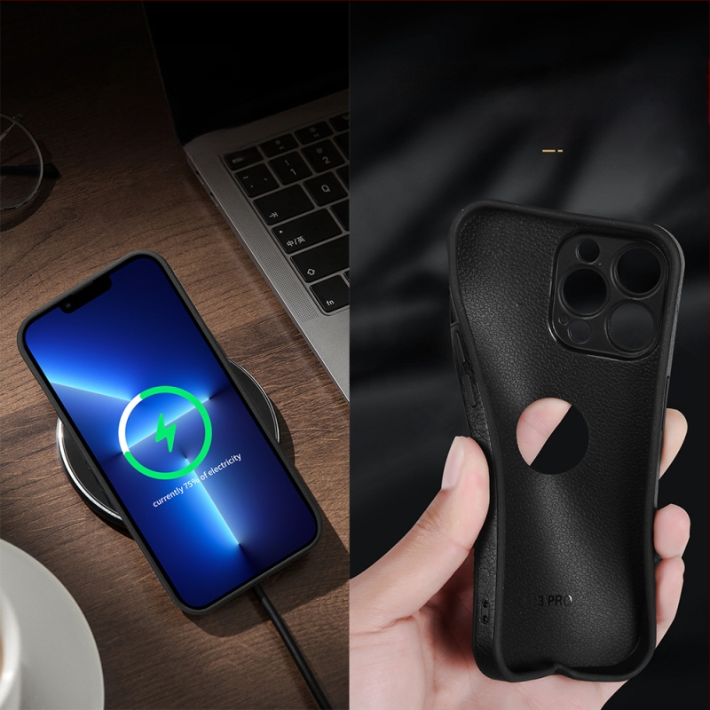 JDK rāmis stila korpuss iPhone 11–14 Pro/Pro Max, roku darbs no mākslīgās ādas, pret kritieniem, saderīgs.