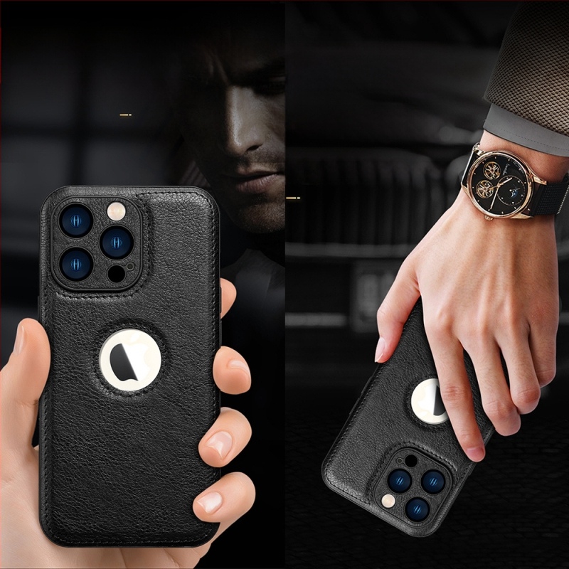 JDK rāmis stila korpuss iPhone 11–14 Pro/Pro Max, roku darbs no mākslīgās ādas, pret kritieniem, saderīgs.