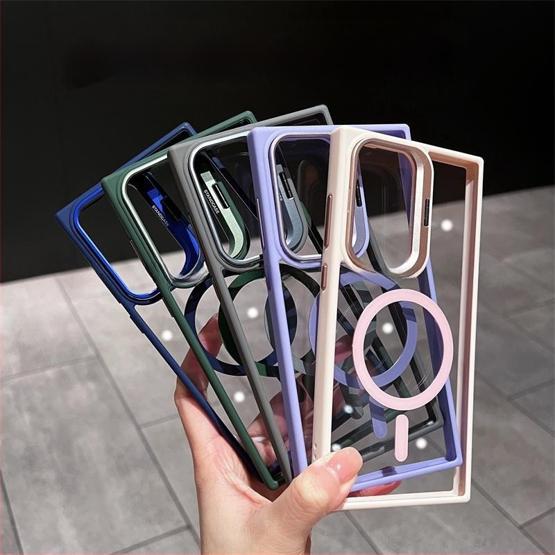 Samsung magnētā telefona lieta ar metāla objektīva stiprinājumu, matēts metāla rāmis, akrils un TPU, izturīgs pret šokiem, dzesēšana, pret pirkstu nospiedumiem