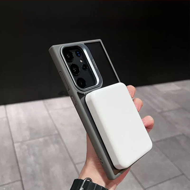 Samsung magnētā telefona lieta ar metāla objektīva stiprinājumu, matēts metāla rāmis, akrils un TPU, izturīgs pret šokiem, dzesēšana, pret pirkstu nospiedumiem