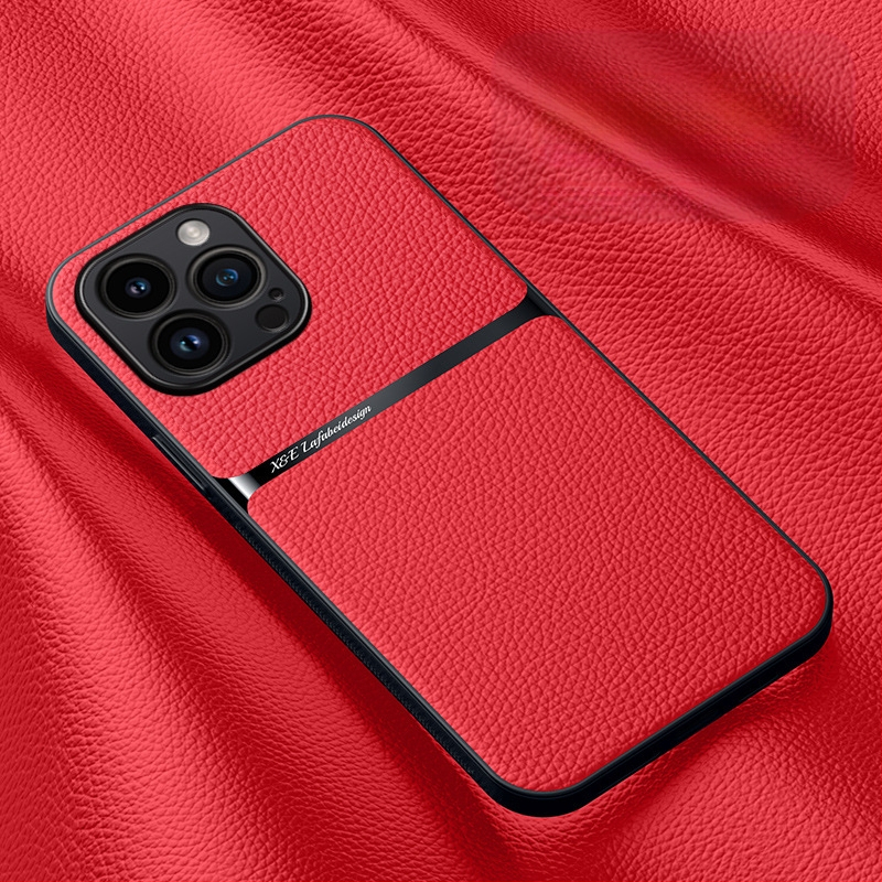 iPhone lieta ar magnētisku ādas tekstūru, mākslīgā āda, cieta korpuss; šoksizturīgs, anti-pirkstu nospiedums, nodilumizturība, kritiena aizsardzība; saderīgs ar iPhone 11–14 sēriju (ieskaitot Pro/Max)