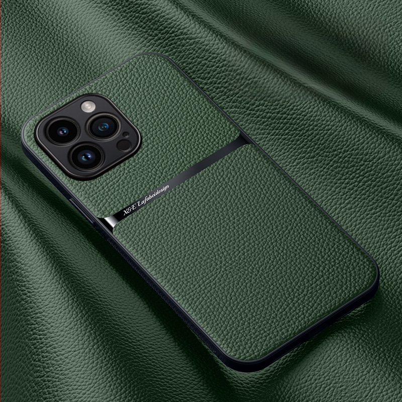 iPhone lieta ar magnētisku ādas tekstūru, mākslīgā āda, cieta korpuss; šoksizturīgs, anti-pirkstu nospiedums, nodilumizturība, kritiena aizsardzība; saderīgs ar iPhone 11–14 sēriju (ieskaitot Pro/Max)