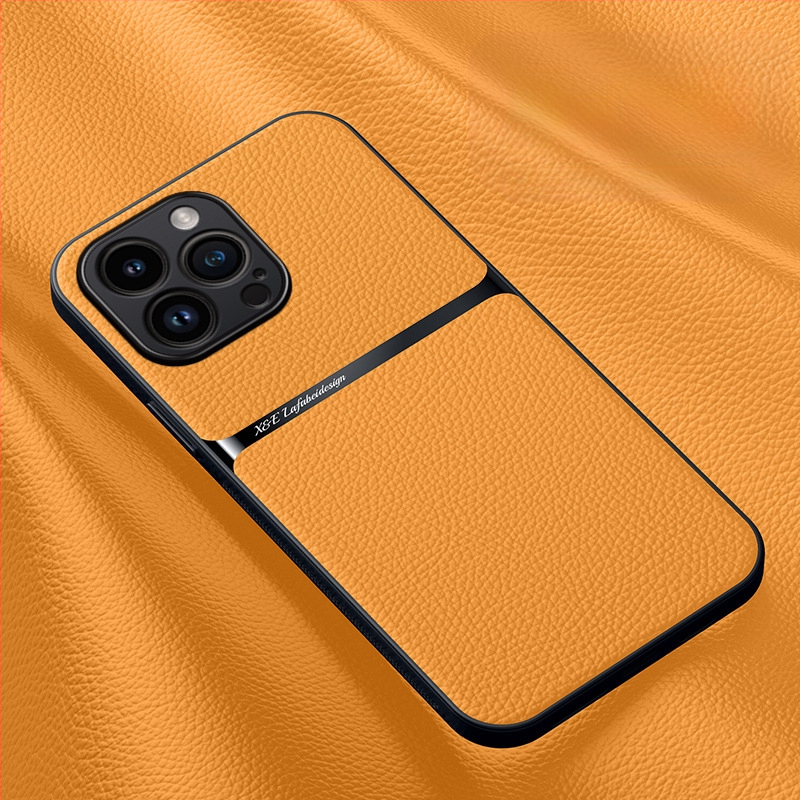 iPhone lieta ar magnētisku ādas tekstūru, mākslīgā āda, cieta korpuss; šoksizturīgs, anti-pirkstu nospiedums, nodilumizturība, kritiena aizsardzība; saderīgs ar iPhone 11–14 sēriju (ieskaitot Pro/Max)