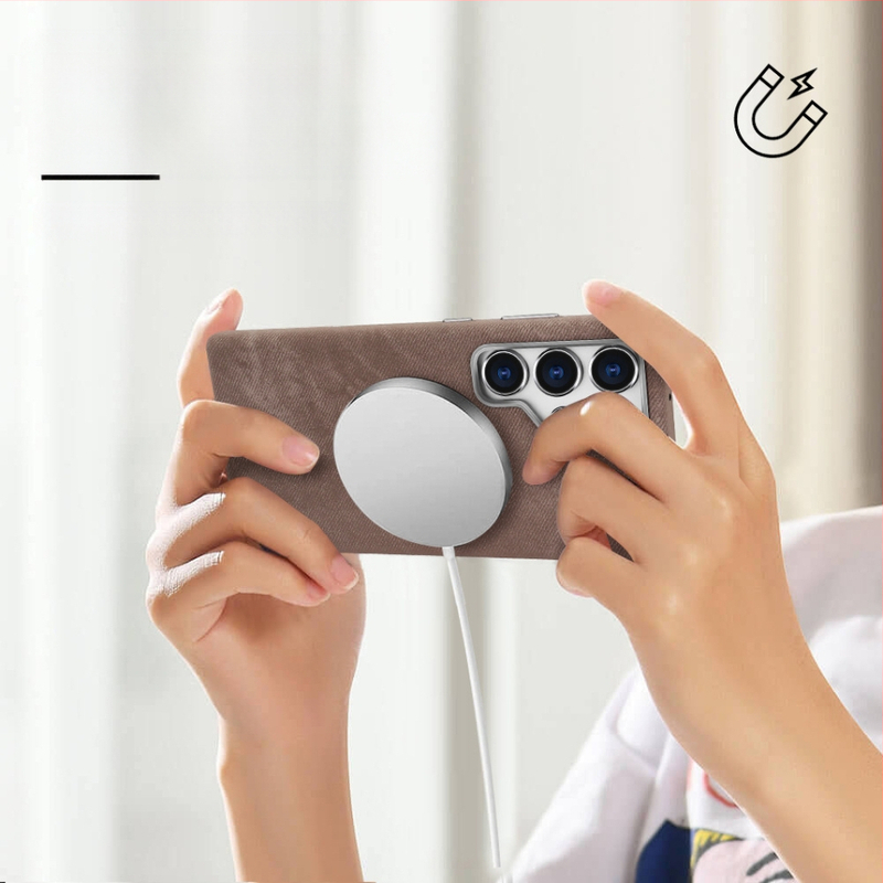 Samsung S25 Ultra tālruņa vāciņš – mikrošķiedras āda, magnētiskais korpuss, stils All-Inclusive, pielāgojams