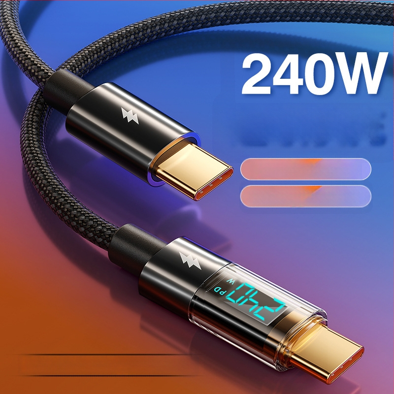 Καλώδιο USB Type-C με ψηφιακή οθόνη, μέγ. 240W, έξυπνο τσιπ, πλεκτό καλώδιο, συμβατό με Huawei/Xiaomi/Apple PD