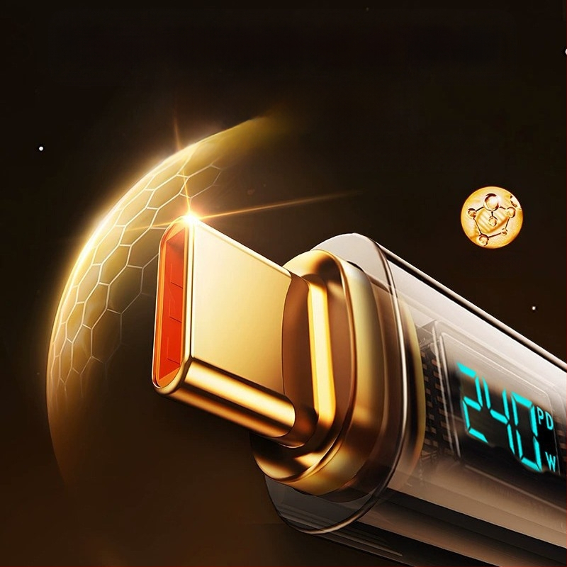 Καλώδιο USB Type-C με ψηφιακή οθόνη, μέγ. 240W, έξυπνο τσιπ, πλεκτό καλώδιο, συμβατό με Huawei/Xiaomi/Apple PD