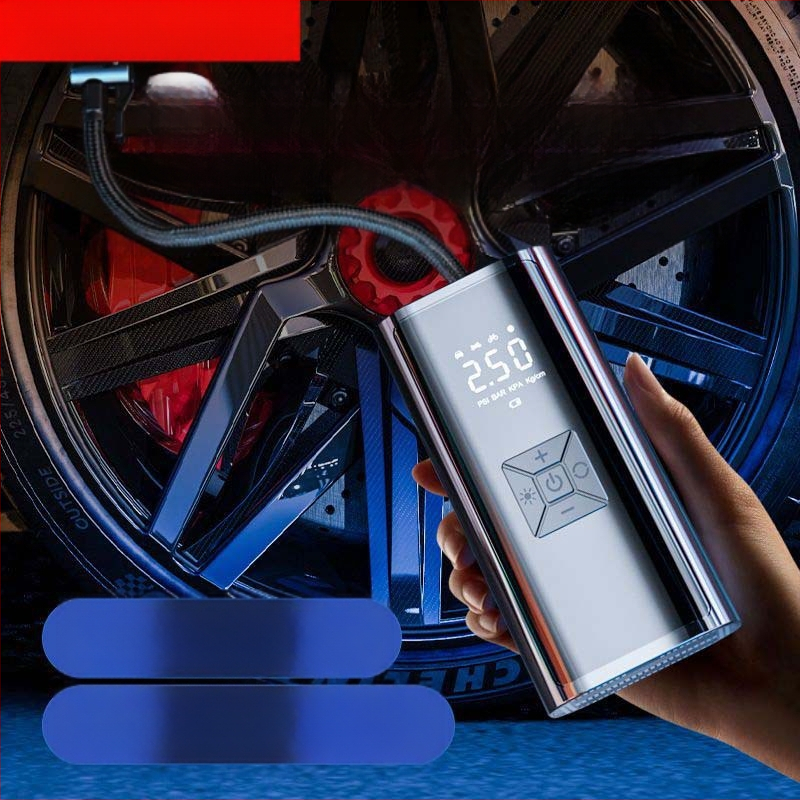 Gudrā bezvadu gaisa pumpa automašīnai ar digitālo displeju, automātiskais ieslēgšanas un izslēgšanas režīms, paredzēta auto un motocikliem, 7.4–12V, 120W, 3 m vads, 25 L/min