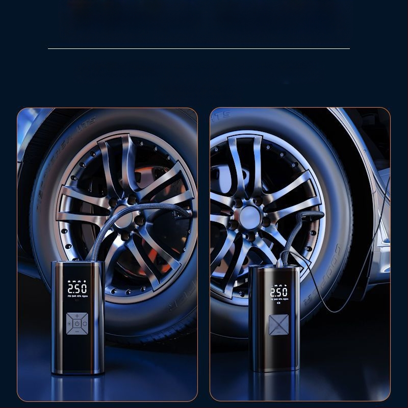 Gudrā bezvadu gaisa pumpa automašīnai ar digitālo displeju, automātiskais ieslēgšanas un izslēgšanas režīms, paredzēta auto un motocikliem, 7.4–12V, 120W, 3 m vads, 25 L/min