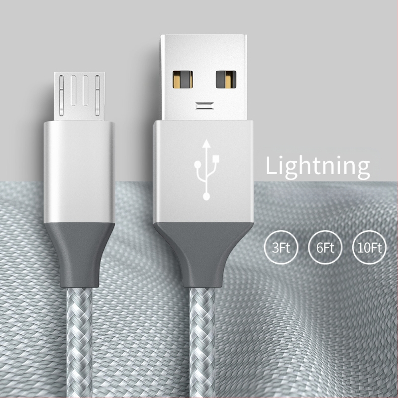Neutral V8 Android USB καλώδιο δεδομένων, πλεκτό από κράμα αλουμινίου, ταχεία φόρτιση, Type-C/Micro USB/Lightning, 18W