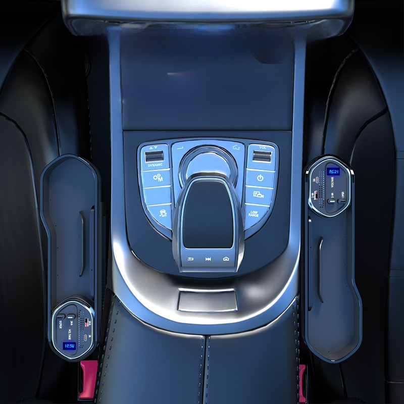 Θήκη αποθήκευσης στο κενό ανάμεσα στα καθίσματα αυτοκινήτου με ασύρματη φόρτιση, τηλεσκοπικό καλώδιο και ψηφιακή οθόνη