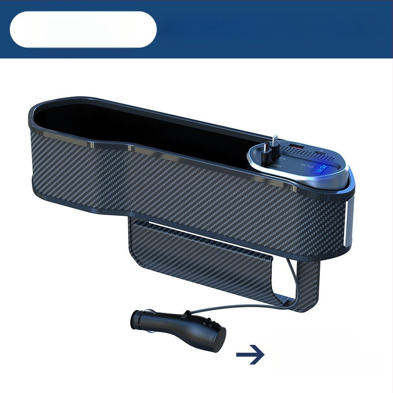 Θήκη αποθήκευσης στο κενό ανάμεσα στα καθίσματα αυτοκινήτου με ασύρματη φόρτιση, τηλεσκοπικό καλώδιο και ψηφιακή οθόνη