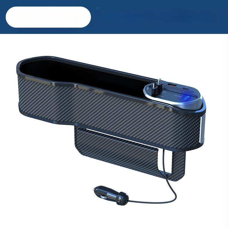 Θήκη αποθήκευσης στο κενό ανάμεσα στα καθίσματα αυτοκινήτου με ασύρματη φόρτιση, τηλεσκοπικό καλώδιο και ψηφιακή οθόνη