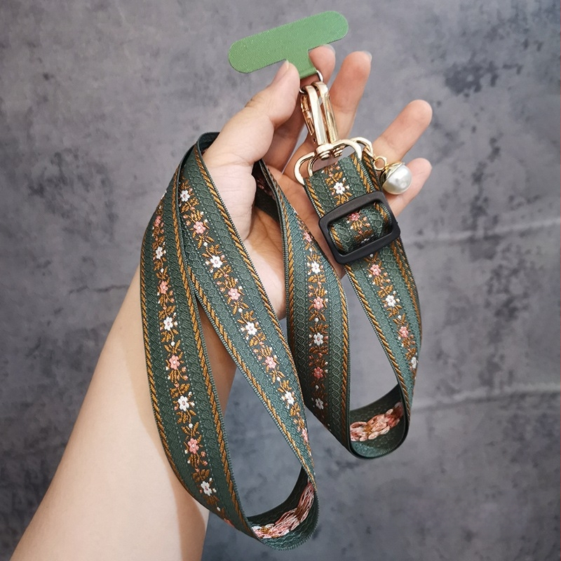 Sieviešu tālruņa siksna ar pērlīšu piekariņu, roku darīts, crossbody siksna