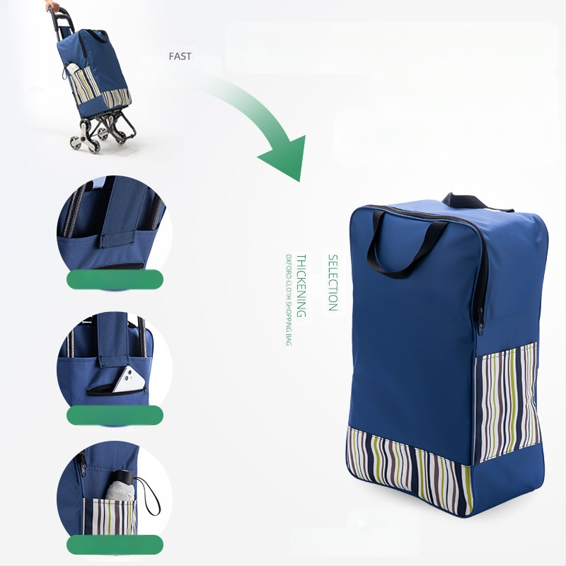 Πτυσσόμενο καρότσι αγορών, φορητό χειροκίνητο καρότσι με σώμα από ύφασμα, εκτύπωση λογότυπου και προσαρμογή (~2 kg)