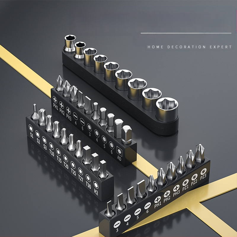 Fengwick Комплект шестогранни сокетни глави за винтоверт с рачна глава – хром-ванадий стомана, полирано покритие, включва мини рачна глава