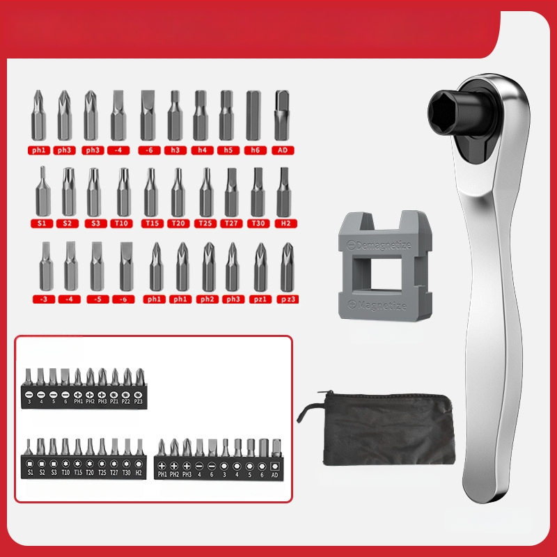 Fengwick Комплект шестогранни сокетни глави за винтоверт с рачна глава – хром-ванадий стомана, полирано покритие, включва мини рачна глава