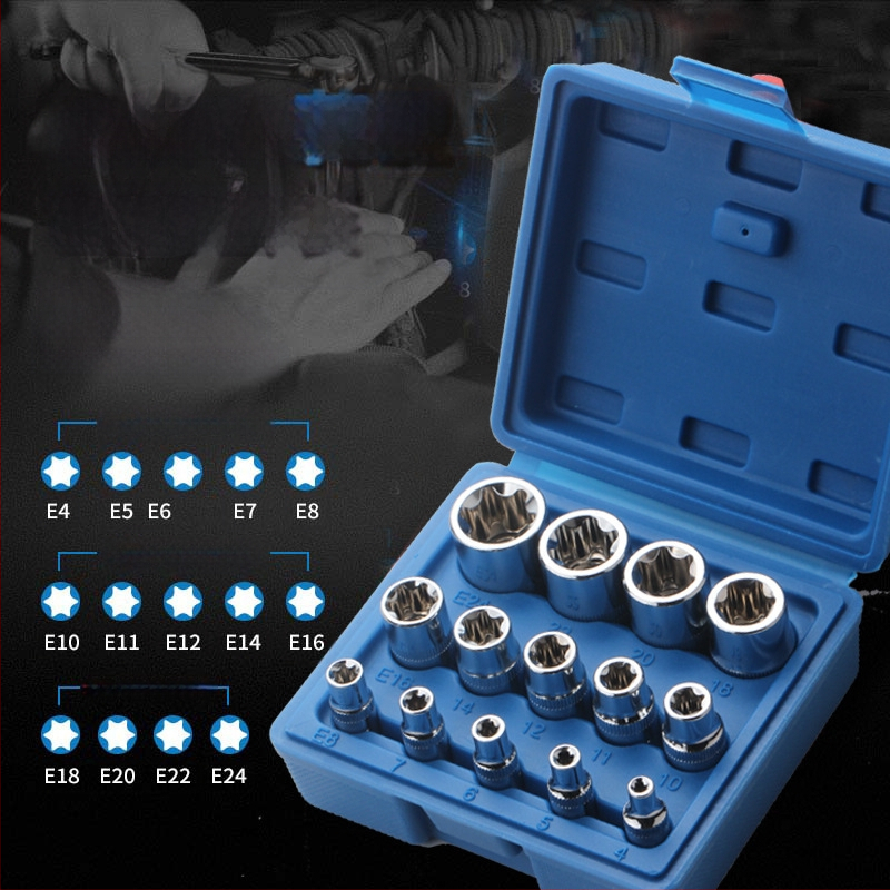 14-членен комплект инструменти за автомобилен ремонт, хром-ванадий стомана, 14 части, нетно тегло 2 кг