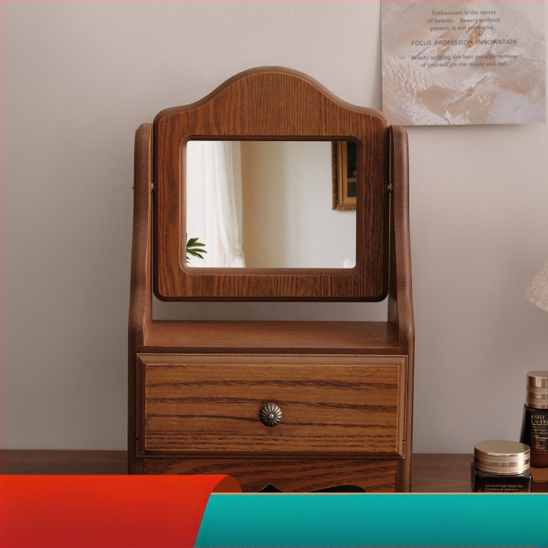 Дървено настолно огледало за грим, китайски стил, борово дърво, подходящо за домашна употреба
