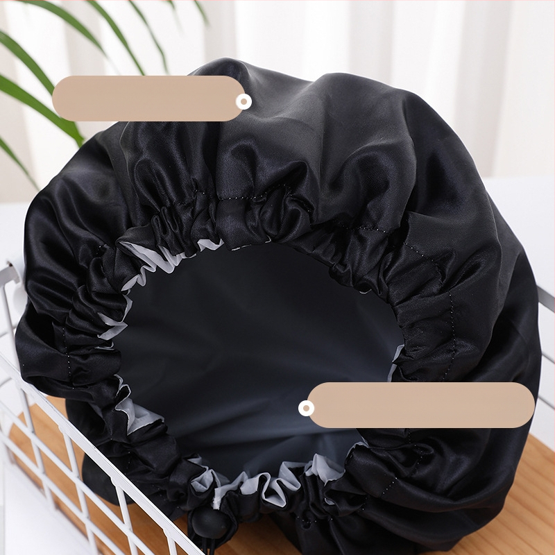 Двойнослойна душ-шапка с регулируем шнур, водоустойчива, PE материал, персонализируема