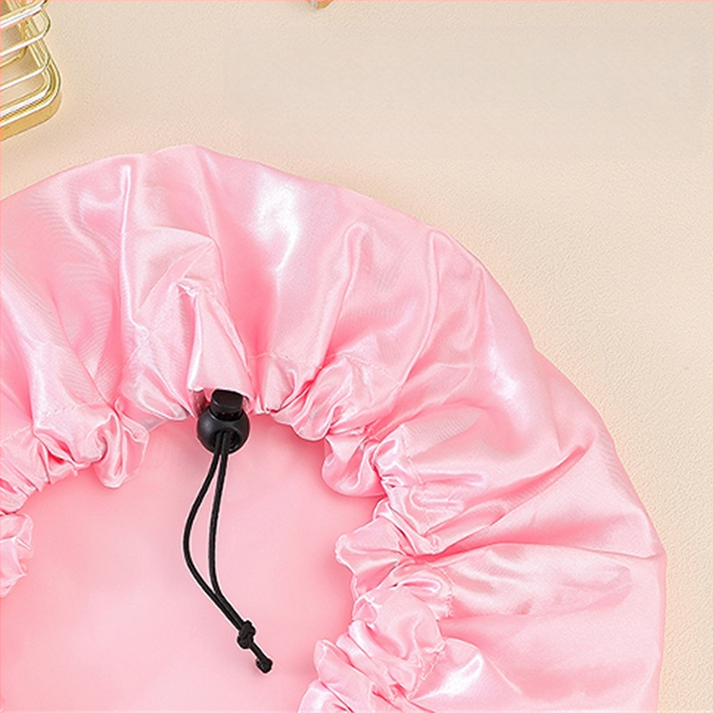 Двойнослойна душ-шапка с регулируем шнур, водоустойчива, PE материал, персонализируема