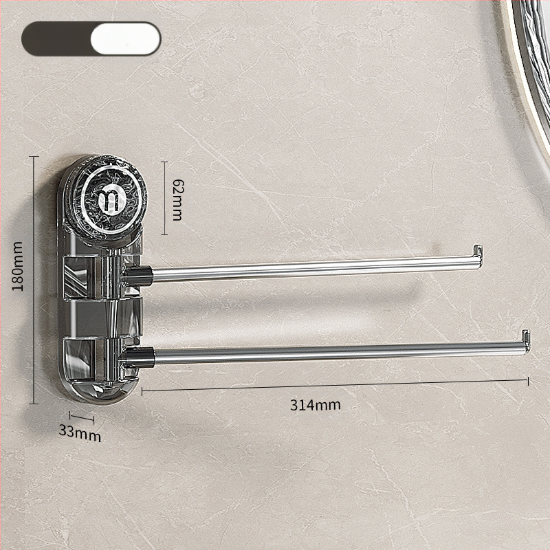 Стоманен вакуумен държач за кърпи, въртящ се, без пробиване, с множество рамена