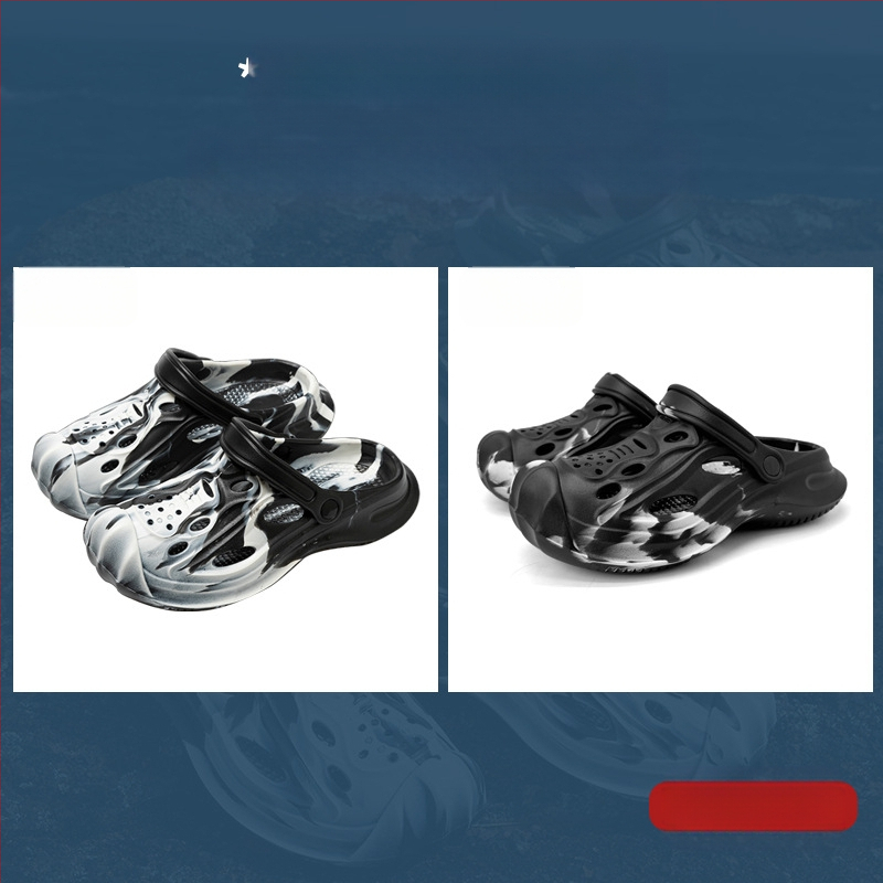 Vīriešu EVA sandales ar kamuflāžas rakstu, aizvērts purns, elpojošas un ūdensizturīgas, injekcijas formēta zole, papēža augstums 4 cm