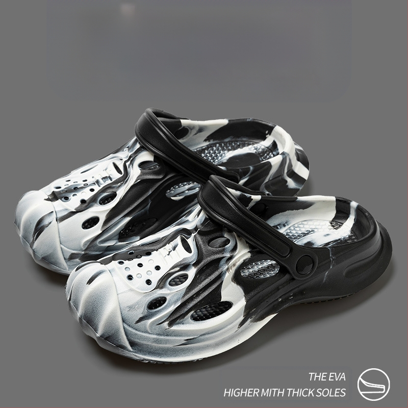 Vīriešu EVA sandales ar kamuflāžas rakstu, aizvērts purns, elpojošas un ūdensizturīgas, injekcijas formēta zole, papēža augstums 4 cm