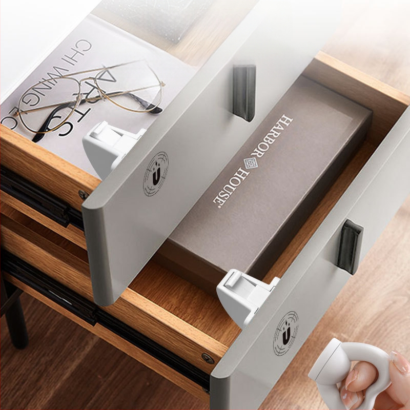 Магнитен заключващ механизъм за чекмедже – ABS, магнитно всмукване, скрит лост, детска защита, без пробиване за шкафове