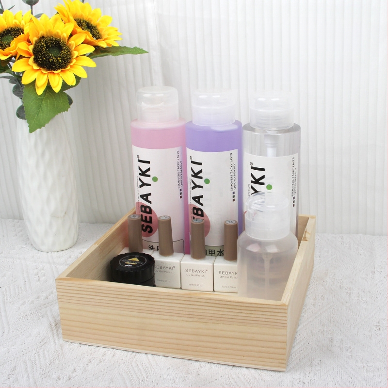 Σετ εργαλείων μανικιούρ — ιαπωνικού στυλ ξύλινο επιτραπέζιο κουτί αποθήκευσης, θήκη για γέλ πεν, οργανωτής βούρτσας σκόνης, 0,16 kg