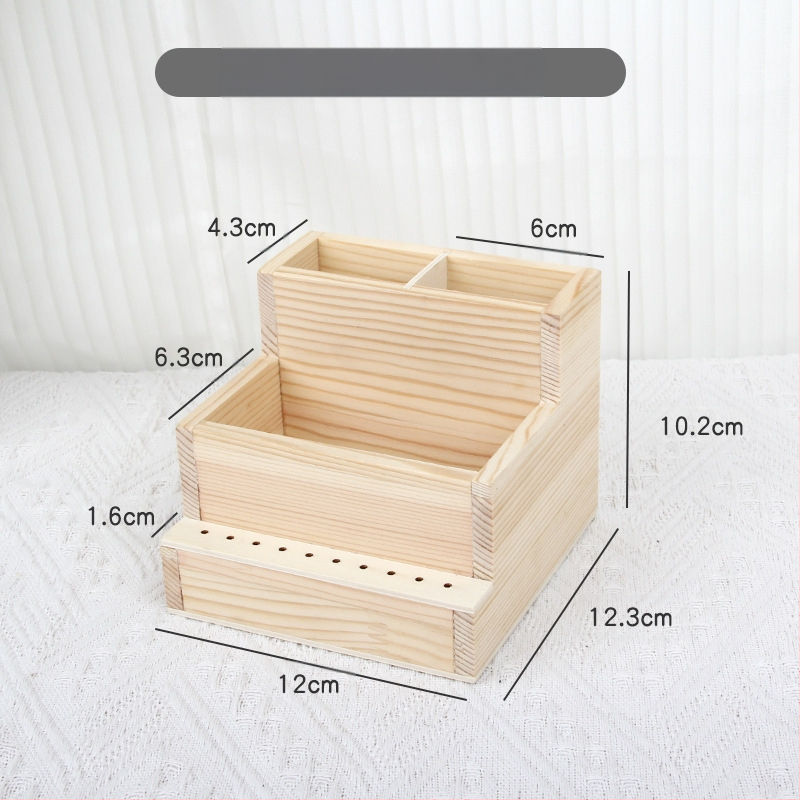 Σετ εργαλείων μανικιούρ — ιαπωνικού στυλ ξύλινο επιτραπέζιο κουτί αποθήκευσης, θήκη για γέλ πεν, οργανωτής βούρτσας σκόνης, 0,16 kg