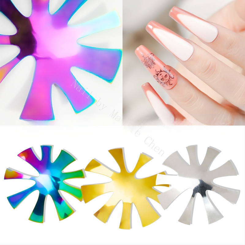 Liwei Εργαλεία μανικιούρ — Ανοξείδωτη πλάκα για γαλλικό μανικιούρ, μορφή/μοντέλο φόρμας, για δημιουργία κρυσταλλικού μανικιούρ