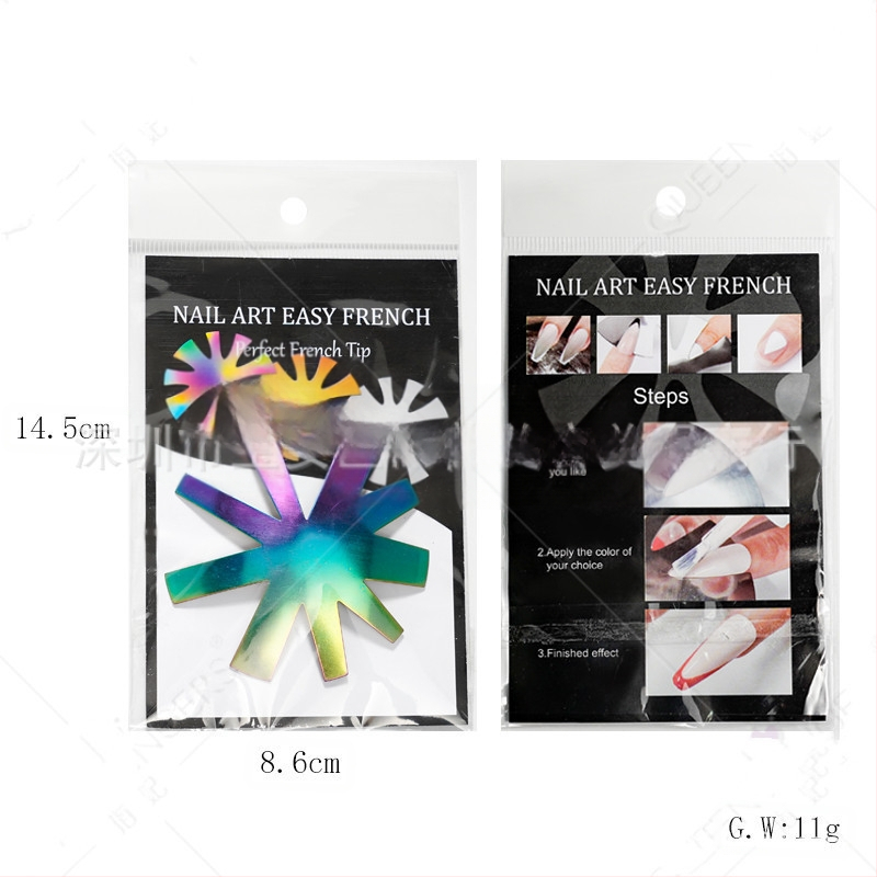 Liwei Εργαλεία μανικιούρ — Ανοξείδωτη πλάκα για γαλλικό μανικιούρ, μορφή/μοντέλο φόρμας, για δημιουργία κρυσταλλικού μανικιούρ