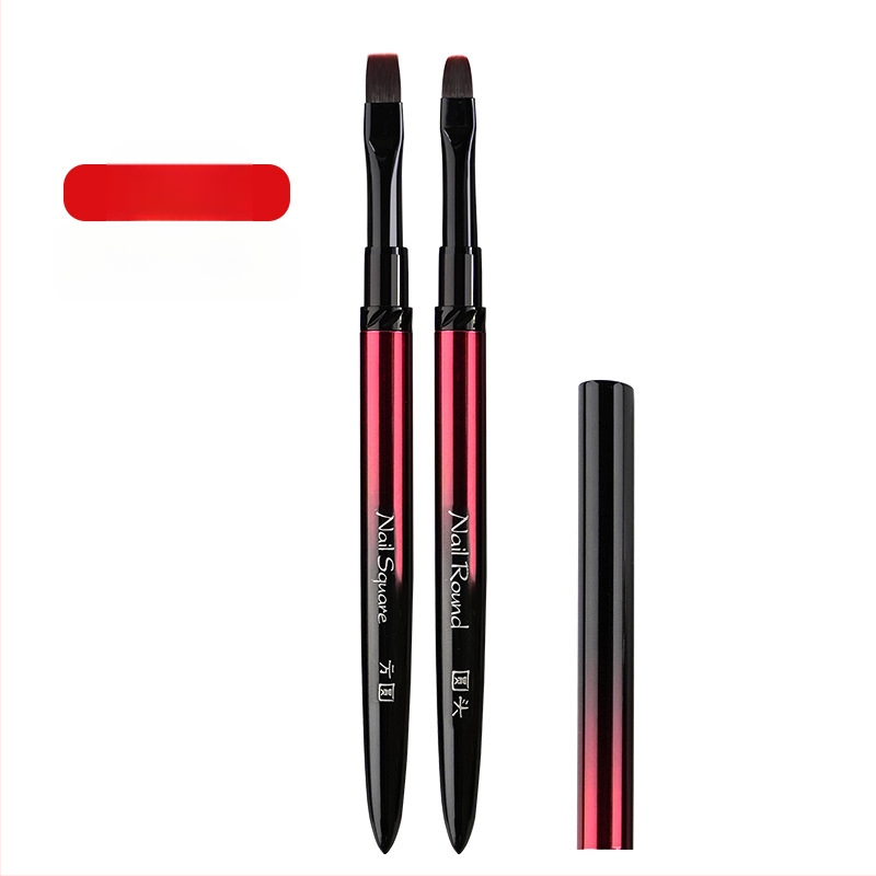 Набор за маникюр: четки за нанасяне на гел с глави плоска, кръгла, квадратна и овална; 4 бр. четки; дълги метални дръжки; фототерапевтична писалка