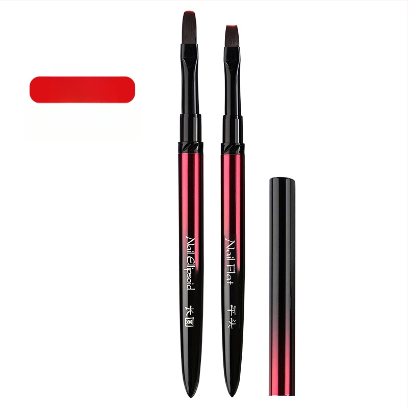 Набор за маникюр: четки за нанасяне на гел с глави плоска, кръгла, квадратна и овална; 4 бр. четки; дълги метални дръжки; фототерапевтична писалка