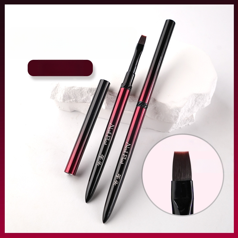 Набор за маникюр: четки за нанасяне на гел с глави плоска, кръгла, квадратна и овална; 4 бр. четки; дълги метални дръжки; фототерапевтична писалка