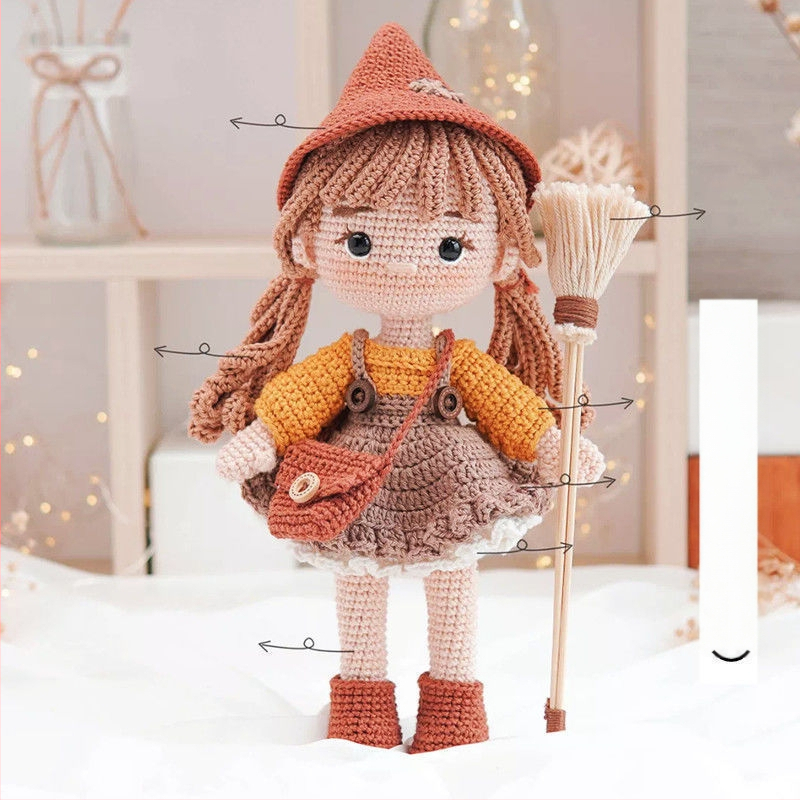 DIY комплект за плетене с кука — украса за кукла вещица; Марка: Aibang; Процес на завъртане: Друг; Форма на преждата: друга; Основна цел: Плетиво