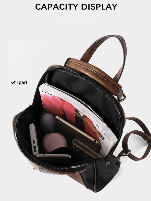 LIKEBAG PU раница за жени, пролет 2025, анти-крадба, голям капацитет, раница с капак